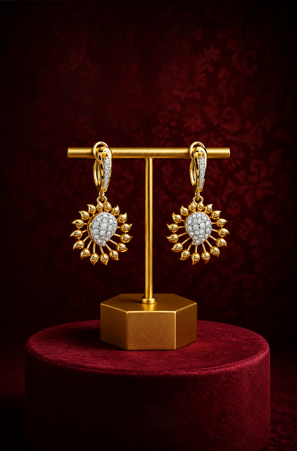 Sunburst Diamond Drop Earrings